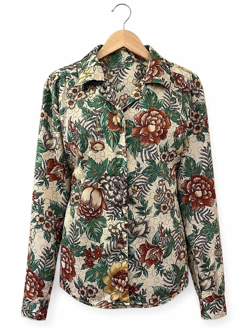 Vintage 90s Diane von Furstenberg Floral Shirt Blouse size  10 M Botanical retro